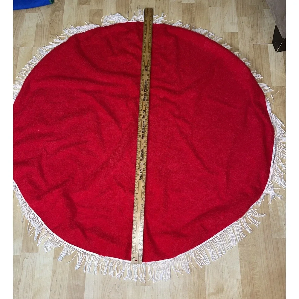 Vintage Red Shag Christmas Tree Skirt 45